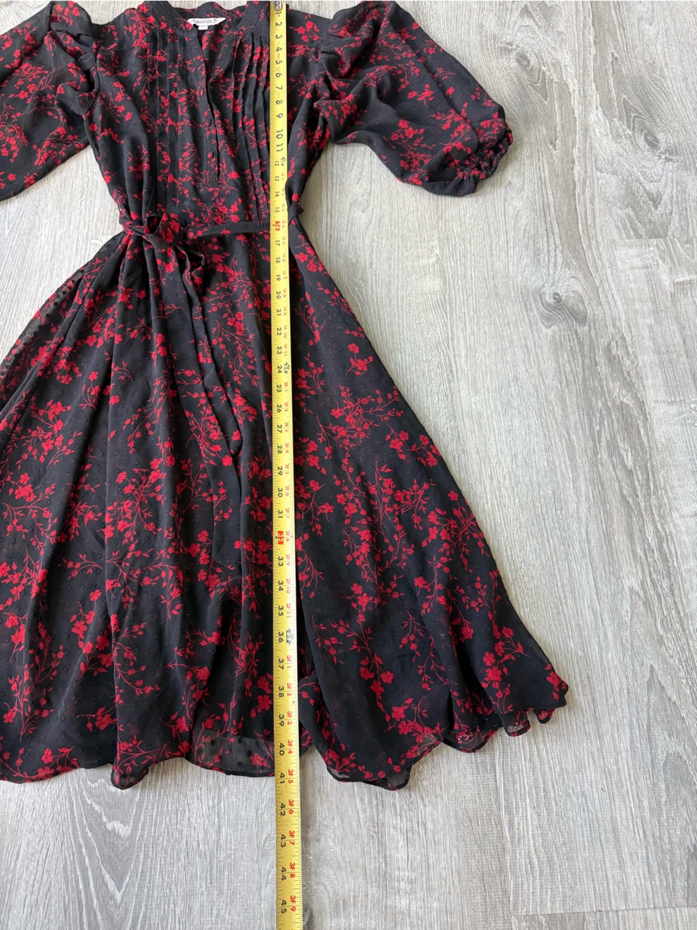 Nanette Lepore Black Sheer Overlay Dress Red Floral Romantic Goth witchy cottage - Picture 6 of 9